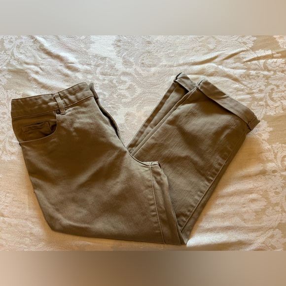 Women’s Coldwater Creek Tan Cropped Denim Jeans cuffed - Picture 2 of 6